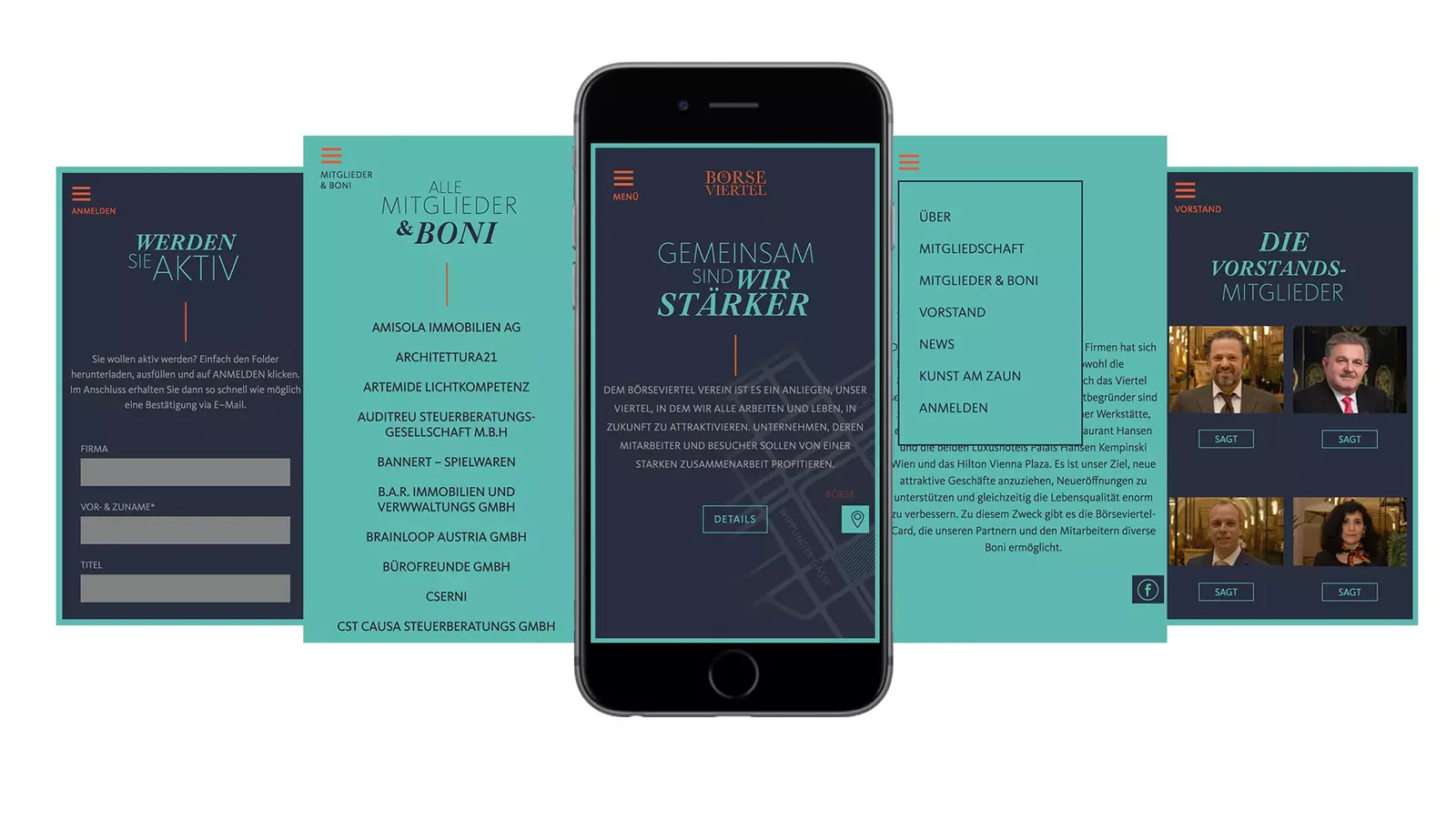 Website des Börseviertels am Smartphone