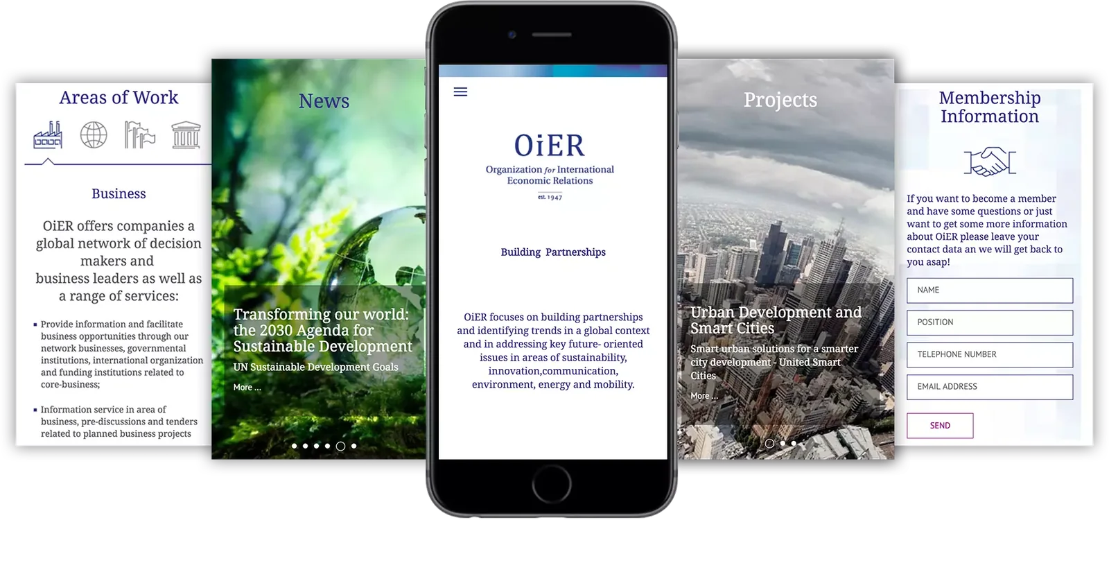 Website von OiER auf mehreren Bildschirmen